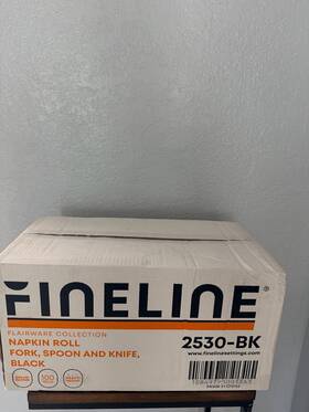 Fineline 2530-bk Air Laid Napkin Black Plastic Fork/knife/spoon Kit 100pcs-cs New 35c