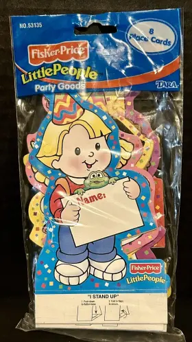 Fisher-price 029116531352 Vtg Little People Party Goods Tara Toy 8 Place Cards