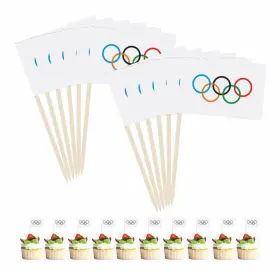 Fisottey 764126802626 Olympic Games Toothpick Flag Rings Mini Double Sided Flags Decoration