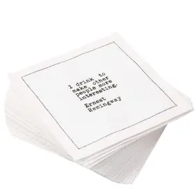 Five Star Napkins 810022682401 Ins Bar Quotes White Cotton Cocktail Beverage Cloth