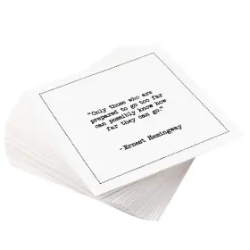 Dw200-hq-50-s Five Star Napkins Co11-101/dw200-hq-50-s Hemingway Quotes White Cotton Cocktail Beverage
