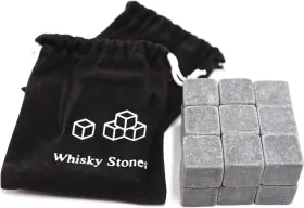 14164342 Fivoendar Set Of 18 - Pure Soapstone Reusable Chilling Rocks For Whiskey No Gray