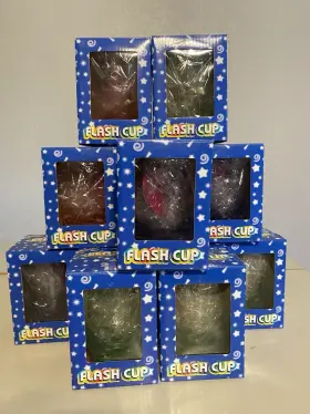 Flash Cup 690102001212 Lot Of 12 Waterproof Light Up Flashing Party Cups Pink Purple Green New