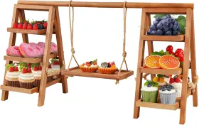 Fl-1025 Flenpptly Wooden Cupcake Stand 3 Tier Display For Dessert Brown