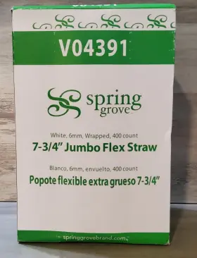58944 Flex Drinking Straws Jumbo 500 Count Box 7 3/4 Inch Ind.wrapped Spring Grove V04391