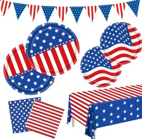 Uc-pp-0002 Floenam 4th Of July American Flag Patriotic Party Supplies Red White And Blue