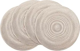 Zdyx-4 Floroom 15 Inch Round Braided Placemats Set Of 4 Washable 4pcs Rainbow Gray