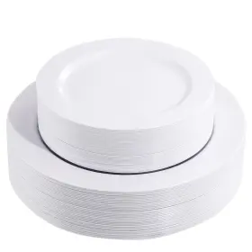 Xl812-pzb127 Flowercat 60pcs White Plastic Plates - Heavy Duty Disposable For