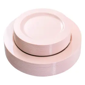 Xl812-pzb133 Flowercat 60pcs Pink Plastic Plates - Heavy Duty Disposable For E