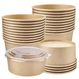 Fniiva 716963812535 37 Oz 25 Pack Paper Bowls Disposable Food Containers With Lids