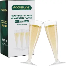 Focusline 711181664317 100 Pack 4.5 Oz Plastic Champagne Flutes Clear Glas