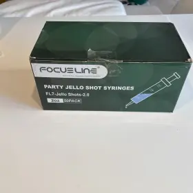 Focusline 788703496824 50 Pack Jello Shot Syringes 2 Oz Capacity Plastic Glasses Unused