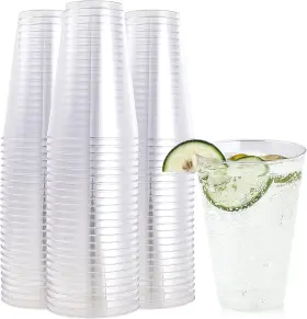 B08zc2b2k6 Focusline 100 Pack 14 Oz Clear Plastic Cups Disposable Large Reusable Plas