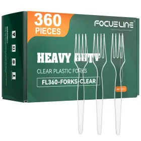 Fl360-c Focusline 360 Count Clear Plastic Forks Heavy Duty Solid And Durable Premium Disposabl
