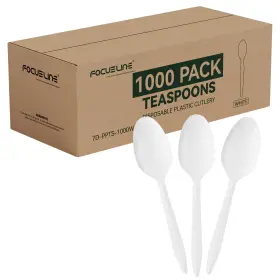 Teaspoons-1 Focusline 1000 Pack Plastic Teaspoons White Disposable Spoons Bulk Heat Resistant Dis
