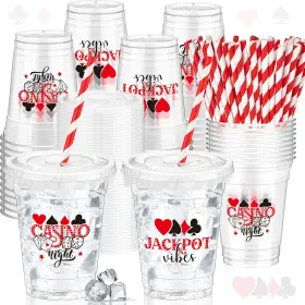 Foldtier-132910njf Foldtier 50 Pcs Casino Night Cups 12 Oz Disposable Plastic As Pictures Shown