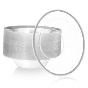 Goo-foldtier-26561 Foldtier 50 Pcs Clear Plastic Party Bowls 12 Oz Dessert Disposable Silver
