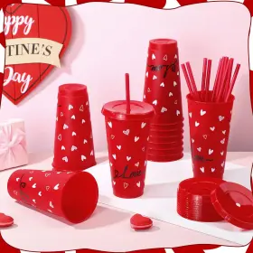 Goo-foldtier-4176 Foldtier 12 Pcs Galentine Day Gifts Cups Bulk Valentine Red 24 Oz Mainly