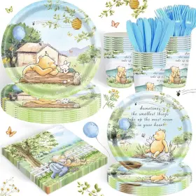 B0d1qbssqy Folnesh 120pcs Baby Shower Supplies Set - Plates Napkins Cups For 20 Guests