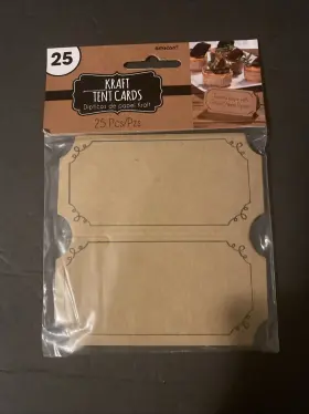 340178 Foodie Finds Tent Card Placecards Brown Paper 25pk New