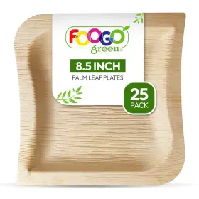 Foogo Green 060737601869 25 Disposable Palm Leaf Plates 8.5 Inch Elegant Wave Shape Ecofriendly Biodegradable Foogo Green 060737601869 25 Disposable Palm Leaf Plates 8.5 Inch Elegant Wave Shape Ecofriendly Biodegradable