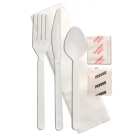 Forum Cutlery 097111118793 F2503pcspkit Knife/fork/spoon/salt/pepper/napkin Black Wrapped