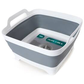Fosjgo 792990098692 Collapsible Dish Basin With Drain 12.4 X 7.87 Inches Gray