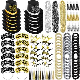 Fovths Eh3557 132 Pieces 2026 New Years Eve Party Supplies Includes Glasses Top Hats Headba