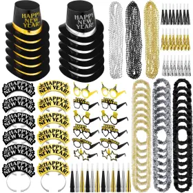 Eh3557 Fovths 132 Pieces 2026 New Years Eve Party Supplies Includes Glasses Top Hats Headba