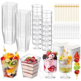 Fracurs Frc-430 430 Pack Clear Dessert Cups Set With Spoons And Cocktail Picks 5oz Rou
