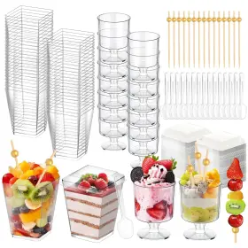 Frc-430 Fracurs 430 Pack Clear Dessert Cups Set With Spoons And Cocktail Picks 5oz Rou