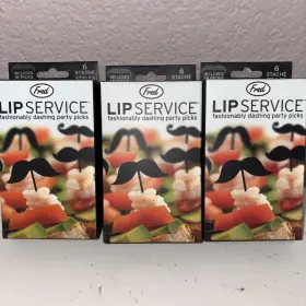 Fred 728987019500 Lip Service Moustache 18 Pack Of Party Picks 6 Designs- Sealed/lot 3 Boxes