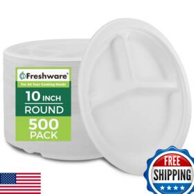 Freshware B0cvr4xzlx Paper Plates - Disposable 10 Plate 500-pack Biodegradable Sugarcane