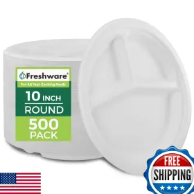 B0cvr4xzlx Freshware Paper Plates - Disposable 10 Plate 500-pack Biodegradable Sugarcane