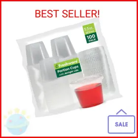 Cp-5x100 Freshware Plastic Portion Cups With Lids 5.5 Ounce 100 Sets Souffle Jel