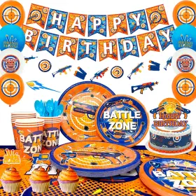 B0b6hc77yf Fruitful Jewelry Dart War Birthday Party Supplies And Decorations For 16 Guests - Tableware Set