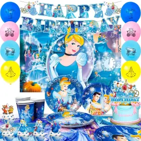 Fruitful Party 680358385099 Cinderella Birthday Supplies Set Complete Themed Tableware