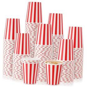 Fullhawl Weg-fullhawl-0364 Pcs Red Stripe Disposable Paper Cups Party Supplies For Carnival 9 Oz 100