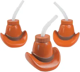 13631459 Fun Express Cowboy Party Favors - Western Cups 12 Count Pack Of 1 Orange