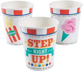 13652444 Fun Express Carnival Disposable Party Cups - Set Of 8 9 Oz Red White Blue