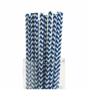 13659638 Fun Express Navy Blue Chevron Paper Straws - Birthday Baby Shower Party Supplies 24 Pieces