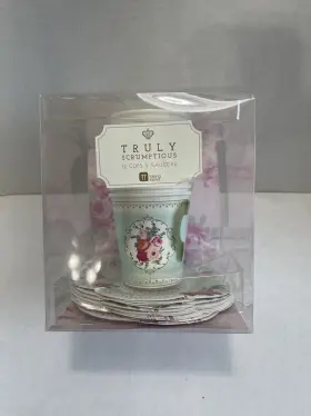 13834676 Fun Express Truly Scrumptious Tea Cup Set Birthday Party Supplies 12pc Flowers Rose New