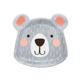 13911574 Fun Express Gray Happy Bear-shaped Paper Dinner Plates - 8 Ct