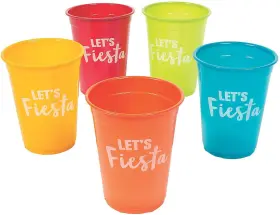13935762 Fun Express Lets Fiesta Plastic Cups - Bulk Set Of 50 Count Pack 1 Assorted