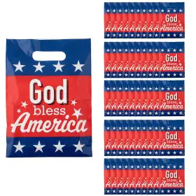 14105045 Fun Express 7 Inch X 9 1/2 Faith Fourth Of July Plastic Goody Bags Party Suppl