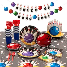 Fun Express 197640408690 Bowling Party Disposable Tableware Kit 189 Pieces