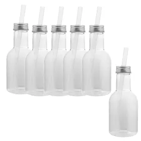 Fun Express 197640448931 Clear Reusable Plastic Bottle Cups With Lids And Straws 3 3/4 Inch 16 Oz