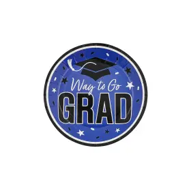 Fun Express 197640463583 Blue Way To Go Grad Disposable Paper Dessert Plates - 7 1/4 Inch 25 Cou
