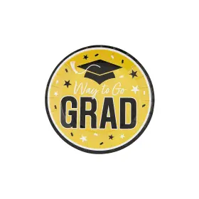 Fun Express 197640463675 Yellow Way To Go Grad Disposable Paper Dessert Plates - 7 1/4 Inch 25 C