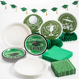 Fun Express 197640464283 Green Golf Graduation Party Tableware Kit 153 Pieces